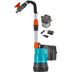 Gardena 01749-61 Regenfasspumpe 2000-2 Li-18 mit Akku, Schwarz, Türkis, Anthrazit