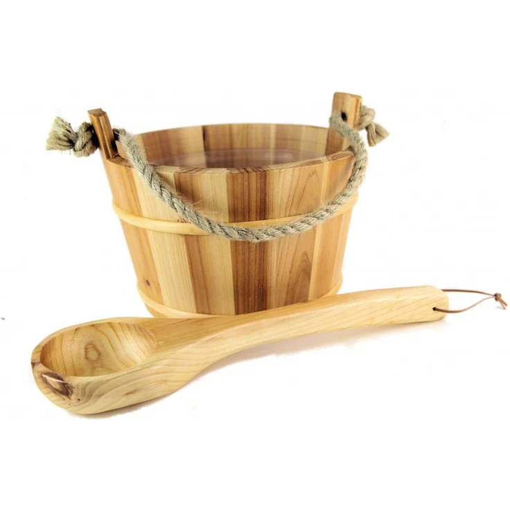 Saunakübel + Holzkelle Sauna Set Kübel Saunaeimer Saunazubehör Kübel – Bild 1
