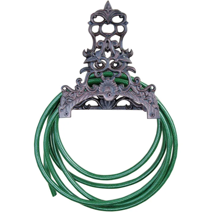 Esschert Design Schlauchhalter, Gartenschlauchhalterung, klassisch, aus Gusseisen für Wandmontage, ca. 25 cm x 16 cm x 29 cm