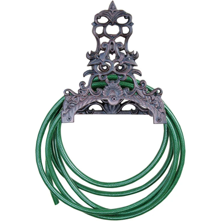 Esschert Design Schlauchhalter, Gartenschlauchhalterung, klassisch, aus Gusseisen für Wandmontage, ca. 25 cm x 16 cm x 29 cm