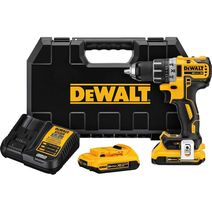 DeWalt Akku-Bohrschrauber - Akkuschrauber (18V,2.0 Ah,bürstenlos, mit Zwei-Gang-Vollmetallgetriebe,15 Drehmomentstufen,inkl. zwei XR Akkus,System-Schnellladegerät und Tstak-Box),DCD791D2 – Bild 1