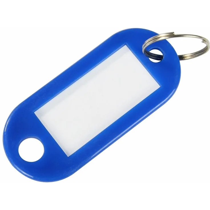 HMF 1900-05 Schlüsselanhänger inkl. Schlüsselring und Beschriftungsstreifen, 5 x 2,2 x 0,26 cm, blau