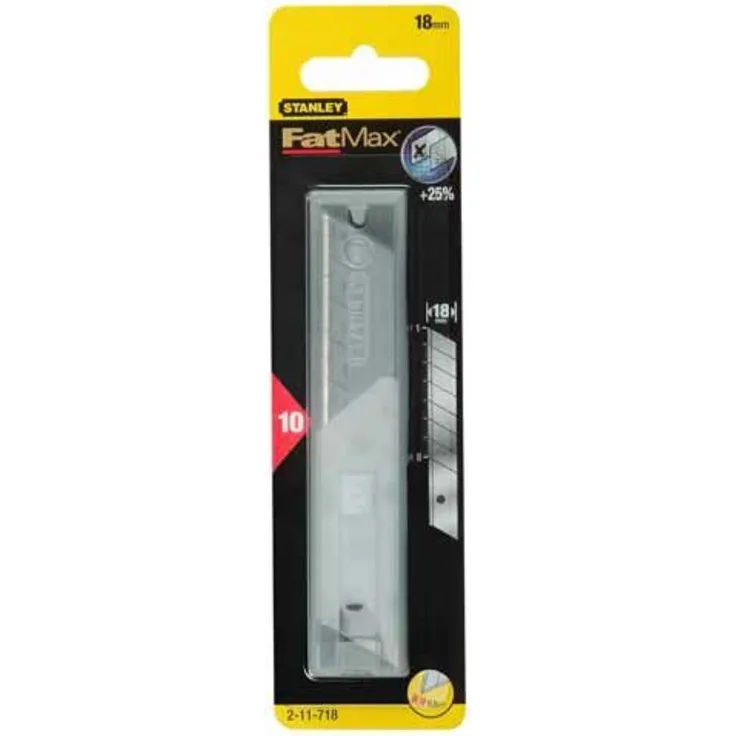 Stanley FatMax Abbrechklingen (18 mm Klingenlänge, induktionsgehärtete Klinge, 10 Stück im Spender) 2-11-718