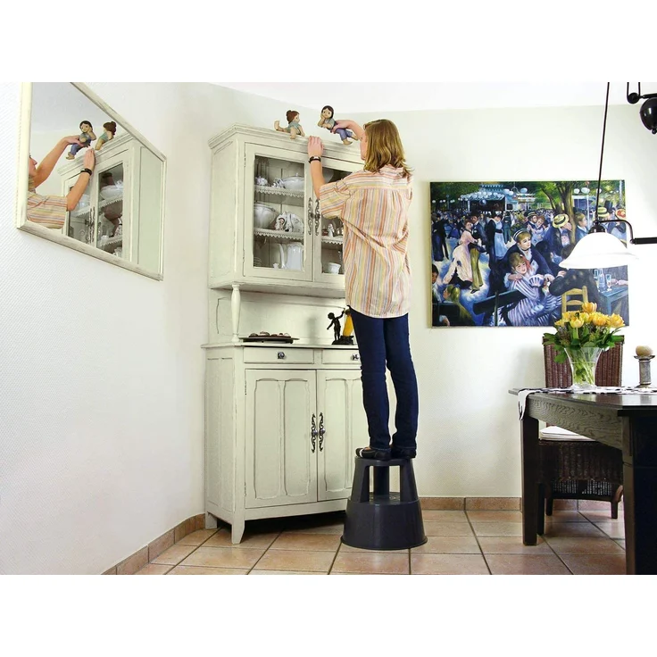 Wedo 212212 Rollhocker Step aus Kunststoff, Höhe 43 cm, Tragkraft 150 kg, grau – Bild 2