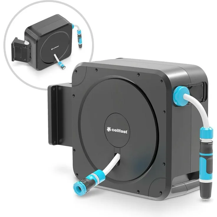 Bergland Automatik Schlauchbox ERGO + Zubehör - 20 + 2 m - 1-2 Zoll Aufroll-Automatik UV-beständig