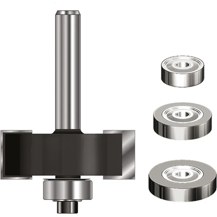 ENT 16690 Falzfräser Set HW (HM), Schaft (C) 8 mm, Durchmesser (A) 34,9 mm, B 12,7 mm, D 32 mm, mit Kugellager