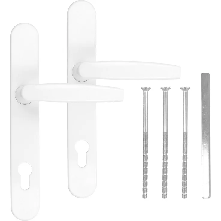 kj-vertrieb Türgriff / Türdrücker / Türklinke / Drückergarnitur DHS 92mm (Schildbreite 32mm) Oval - Weiß RAL 9016