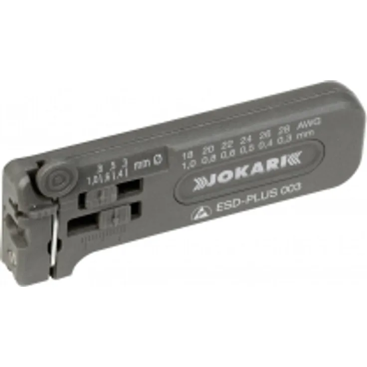 Jokari 40027 Antistatisches Mini-Präzisions-Abisolierwerkzeug ESD-Plus 001 zum Entmanteln von Leitern und Litzen AWG 36 bis 26-0,12-0,40 mm Ø