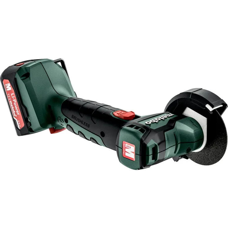 Metabo Akku-Winkelschleifer PowerMaxx CC 12 BL, Kunststoffkoffer, 12V 2x2Ah Li-Ion plus SC 30 - 600348500 76 mm Akku