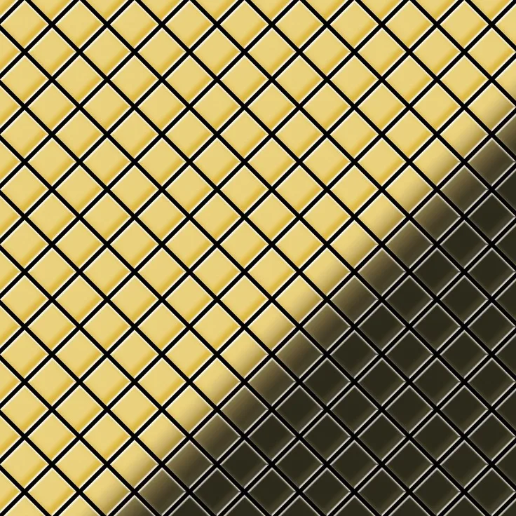Mosaik Fliese massiv Metall Messing gewalzt in gold 1,6mm stark ALLOY Diamond-BM 0,91 m2
