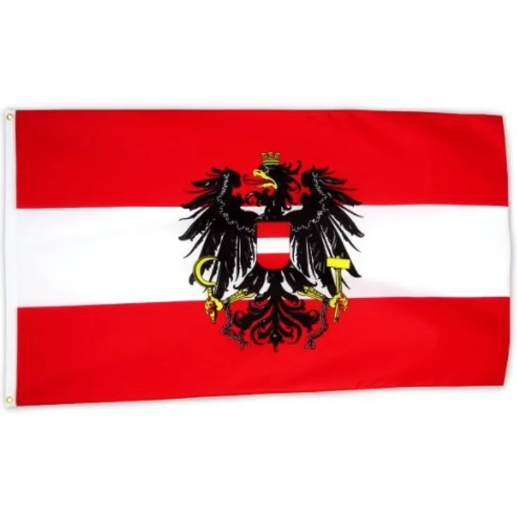 Flaggenking Österreich Flagge/Fahne mit Wappen, weiß, 150 x 90 x 1 cm, 16958