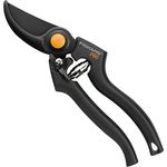 Fiskars Bypass-Gartenschere für frische Äste und Zweige, Antihaftbeschichtet, Hochwertige Stahl-Klingen, Länge 22,5 cm, Schwarz-Orange, Pro, P90, 1001530 mittelgroß