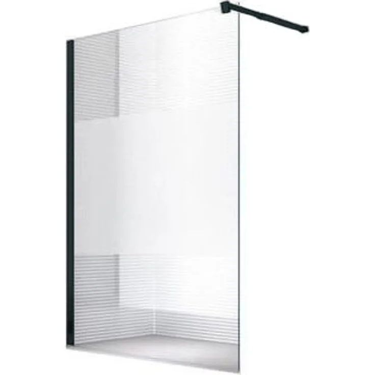 100x200cm 'EVA-BK' Duschwand - Duschabtrennung Milchglas-Streifen ESG Glas 10mm
