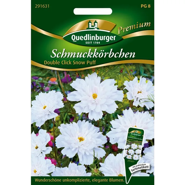 QUEDLINBURGER SAATGUT Quedlinburger Saatgut - Cosmea Double Click Snow Puff | Cosmeasamen