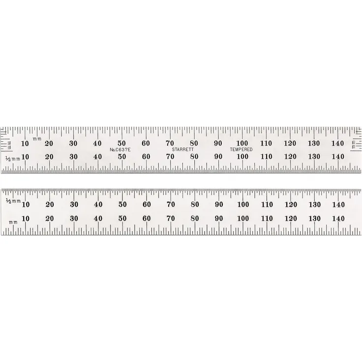 Starrett Präzisionsstahlmassstab mit Milimeter und Zoll Skalierung, 150 mm, C637E-150