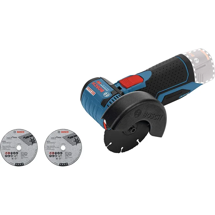 Bosch Professional 12V System Akku Winkelschleifer GWS 12V-76 (3 Trennscheiben, Scheibendurchmesser: 76 mm, ohne Akkus und Ladegerät, im Karton)