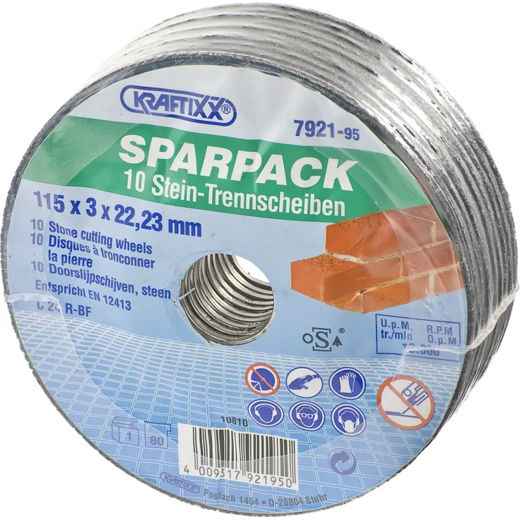 Kraftixx Trennscheiben 792195 (für Stein, 10er Sparpack, Durchmesser 115mm)