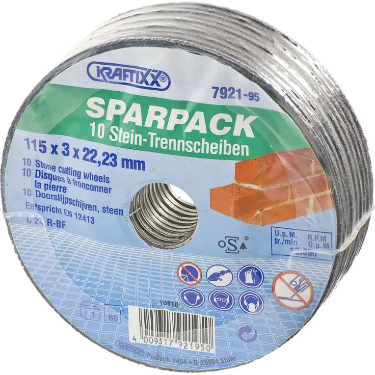 Kraftixx Trennscheiben 792195 (für Stein, 10er Sparpack, Durchmesser 115mm)