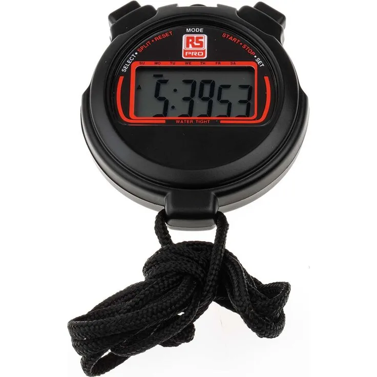 Digital Stoppuhr, Schwarz, Taschenformat, 1-100s, Batteriebetrieben