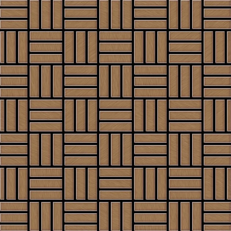 Mosaik Fliese massiv Metall Titan gebürstet in kupfer 1,6mm stark ALLOY Basketweave-Ti-AB 0,82 m2