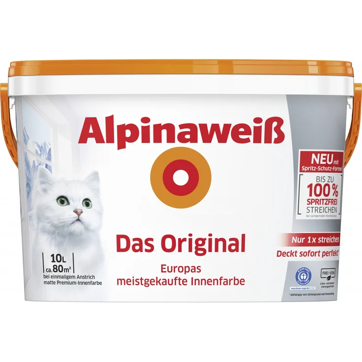 Alpina - Alpinaweiß Das Original 10 l - weiß, hohe Deckkraft, mit Spritzschutzformel, emissions- und schadstoffarm – Bild 1