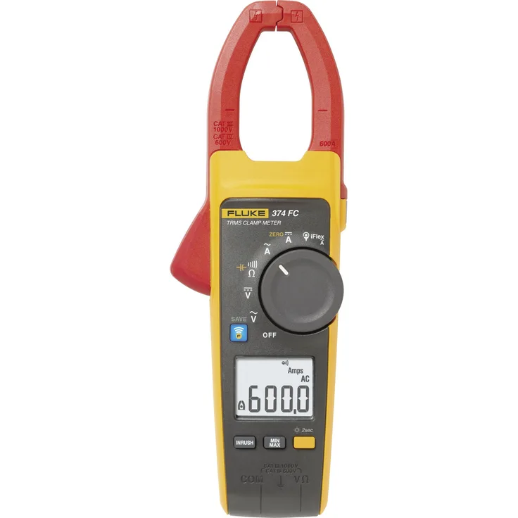 Fluke 374 FC Hand-Multimeter, Stromzange digital CAT III 1000 V, CAT IV 600V Anzeige Counts: 6000