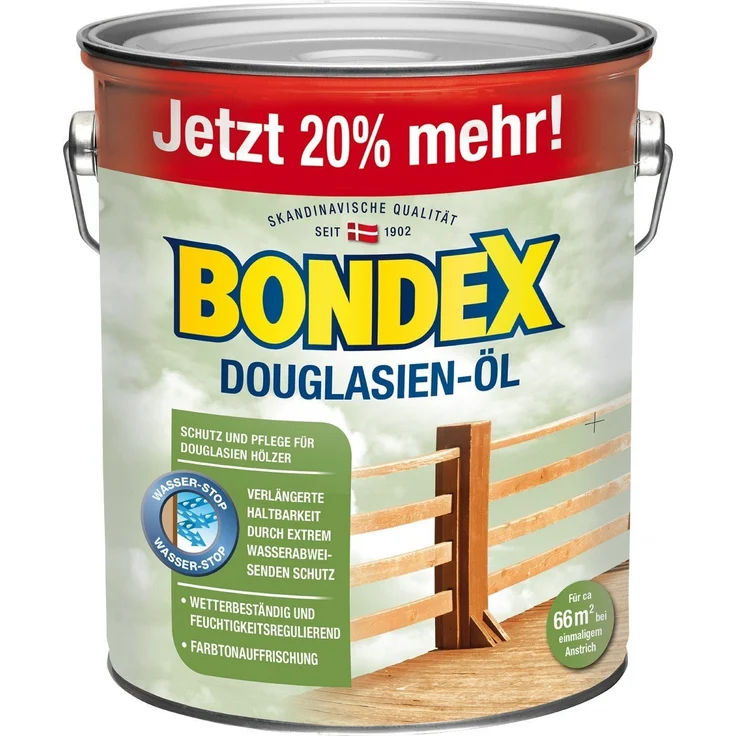 Bondex Douglasien-Öl 3 l 329615 lösemittelhaltiges Holzpflegeöl für Gartenmöbel, Zäune und Terrassendielen – Bild 1