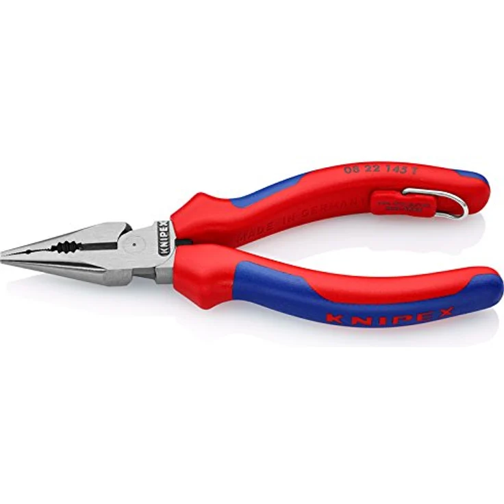 KNIPEX 08 22 145 T Spitz-Kombizange schwarz atramentiert mit Mehrkomponenten-Hüllen, mit integrierter Befestigungsöse zum Anbringen einer Absturzsicherung 145 mm – Bild 1