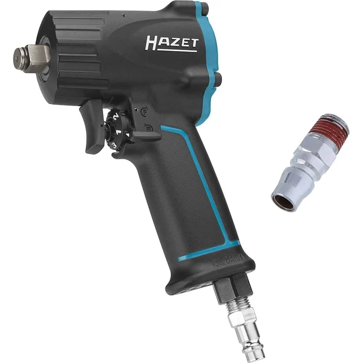 HAZET Druckluft-Schlagschrauber (extra kurz 92 mm) max. Lösemoment 1.100Nm, Vierkant 12,5 mm (0,5 Zoll), empfohlenes Drehmoment 610 Nm, Jumbo Hammer-Schlagwerk 9012M