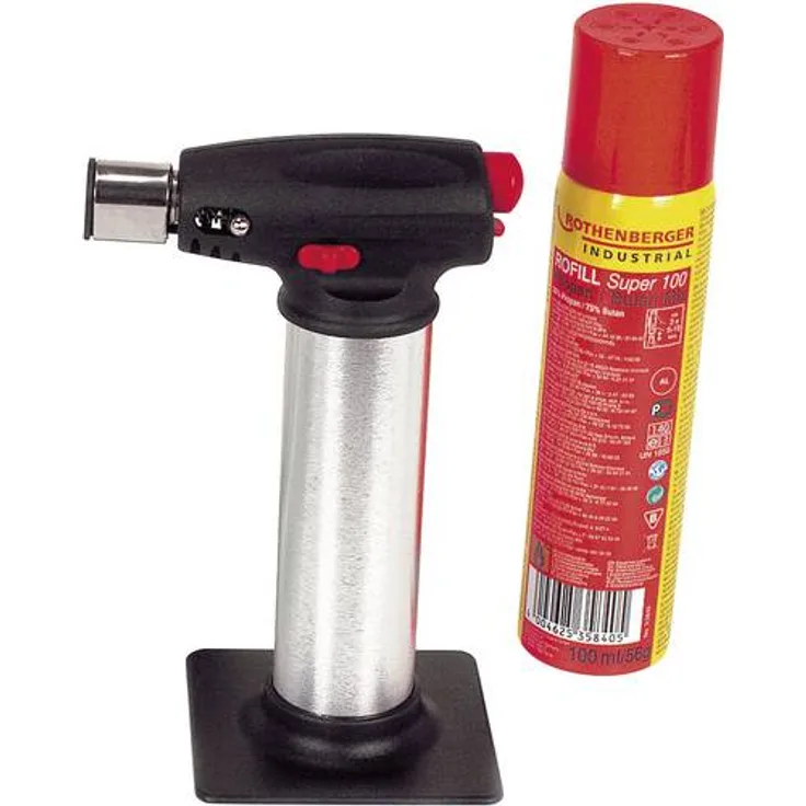 Rothenberger Industrial 03.5126E Gaslöt-Set 1300°C inkl. Piezozünder, inkl. Crème Brûlèe-Funktion, inkl. Gasflasche