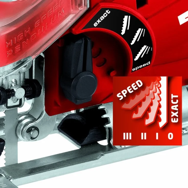 Einhell Stichsäge TC-JS 85 (620 W, max. 85 mm, 45° Schrägschnitt, Hubzahlregelung, 4-Stufen Pendelhub, Absaugadapter, Parallelanschlag, Koffer) – Bild 3