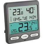 TFA Dostmann TFA Venice 30.3056.10, zur Überwachung der Wassertemperatur in Pool, Teich oder Whirlpool Digitales Funk-Poolthermometer, Kunststoff, Grau
