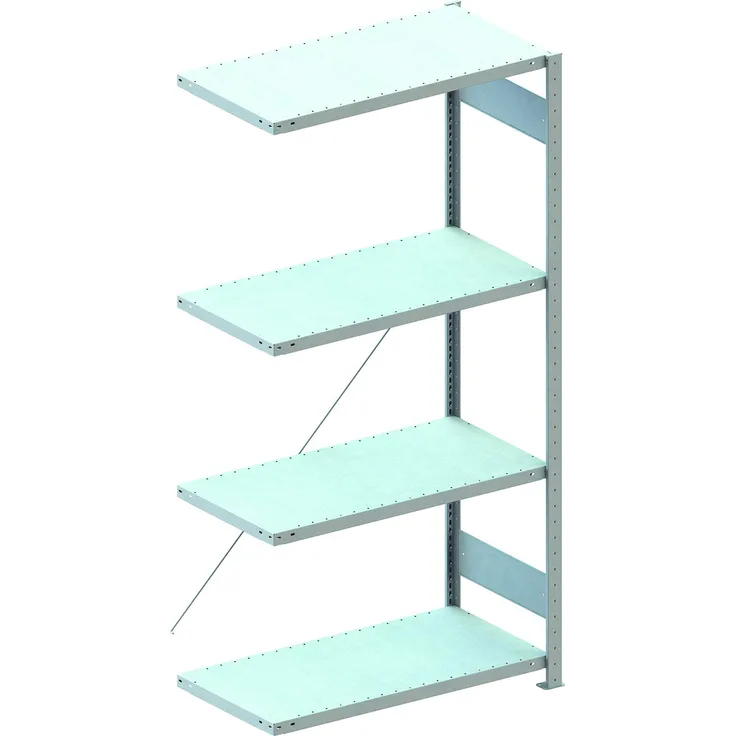 META 1370046 Lagerregal mit 4 Böden, 150 Clip Set, Anbauregal 2000 mm x 1000 mm x 500 mm, Verzinkt