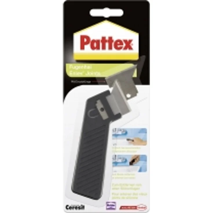 Pattex Fugenhai, handlicher Fugenkratzer zum Entfernen von alten Silikonfugen im Sanitärbereich, vielseitiges Fugenmesser, 1er Pack mit Ersatzklinge – Bild 1