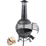 Flavius Gartenofen Terrassenofen Gusseisen/Stahl 140 cm Silberfarben Silber