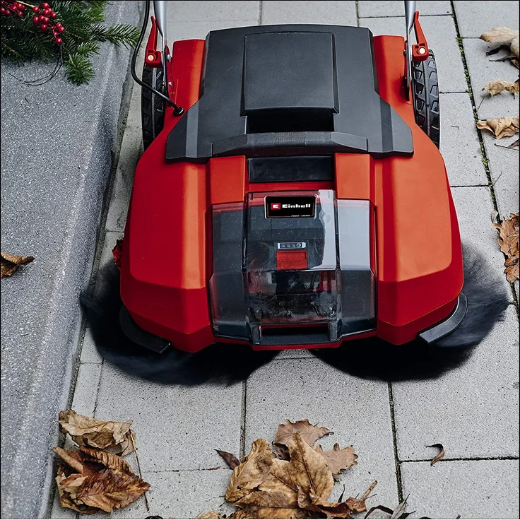 Einhell Akku-Kehrmaschine TE-SW 18-610 Li-Solo Power X-Change PXC 18 V, Li-Ion, 20 L Schmutzbehälter, 61 cm Arbeitsbreite, Parkposition, verstellbarer Lenker, abnehmbare Lippe, Ein-und Ausschalter – Bild 3