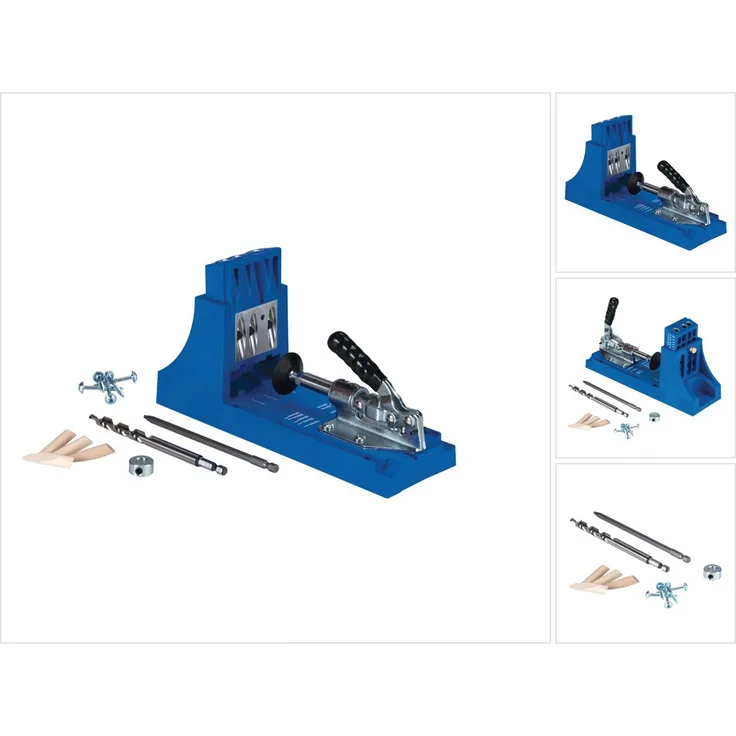 KREG Jig K4 Starter Set ( K4 ) Tischler Komplettset Verbindungssystem aus Holz mit Bohrschablone K4, Stufenbohrer, Bit, Schrauben und Stopfen