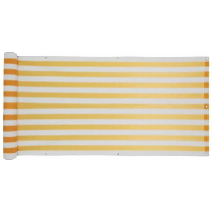 Balkon Sichtschutz Bespannung Terrasse 6 m Balkonverkleidung Sonnen Wind Schutz Gelb-Weiß gestreift 75x600cm