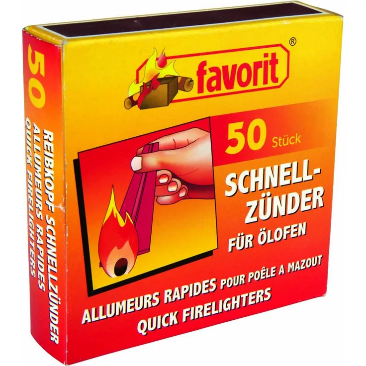 Favorit Favorit Ölofenschnellanzünder mit Reibekopf 50 Stück