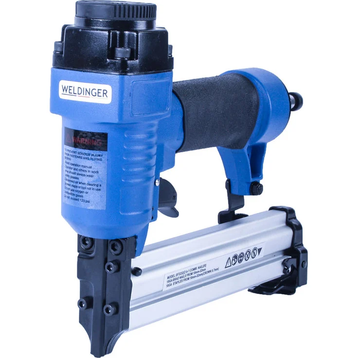 2-in-1 Druckluft Klammergerät (Tackernadeln bis 25 mm Nägel bis 32 mm Stärke) - Weldinger