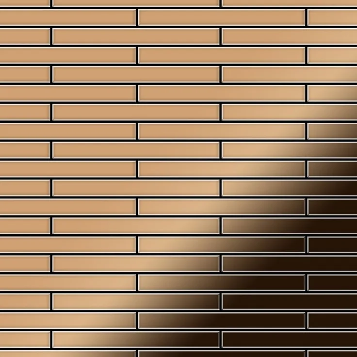Mosaik Fliese massiv Metall Titan hochglänzend in kupfer 1,6mm stark ALLOY Deedee-Ti-AM 0,63 m2