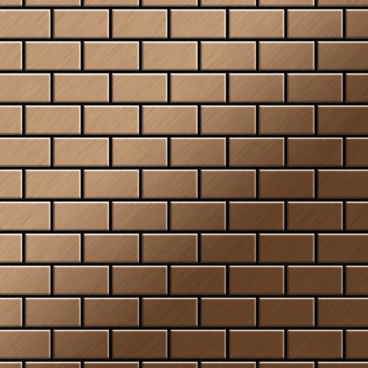 Mosaik Fliese massiv Metall Titan gebürstet in kupfer 1,6mm stark ALLOY House-Ti-AB 0,98 m2