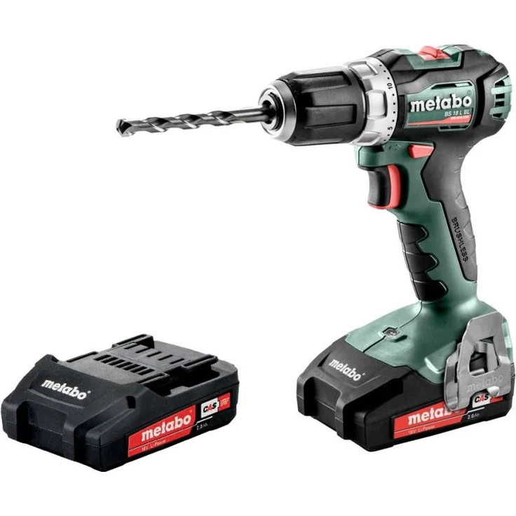 Metabo 602326500 Akku-Bohrschrauber BS 18 L BL 18V, 2x 2Ah Li-Ion Akkus, Bürstenlos, inklu. Ladegerät, im Koffer, max. Drehmoment: 25Nm (weich)- 60Nm (hart), Bohr-Durchmesser: 13mm (Stahl)- 32mm (Weichholz) – Bild 1