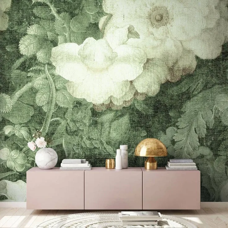Große Vliestapete XXL Tapete 4 x 2,7m Fototapete Weiße Rosen Vintage Blumen
