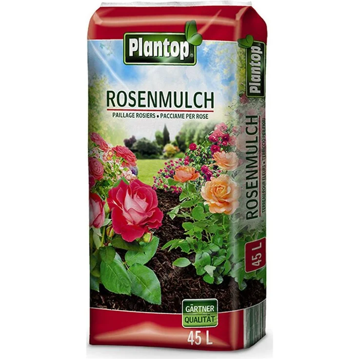 Plantop Rosenmulch 45 Liter, naturreiner, zerkleinerter, fermentiertes Nadelholz – Bild 1