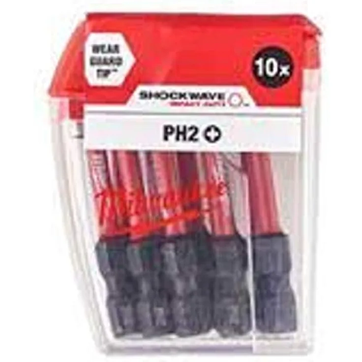 Milwaukee Shockwave PH2 50 mm Schraubendreher-Bits 10 Stück 4932472048