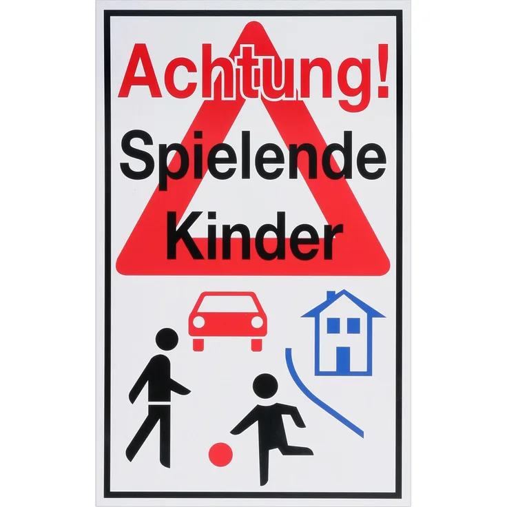 Metafranc Hinweisschild ''Achtung spielende Kinder'' - 400 x 250 mm - Beschilderung - Infoschild - Warnschild - Warnmarkierung - Sicherheitsmarkierung - Gefahrenhinweis - Spielstraße - 501110