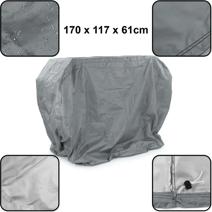 Ramroxx Premium Grillabdeckung Schutzhülle Cover BBQ Grill Schutz Grau L 170x117x61cm