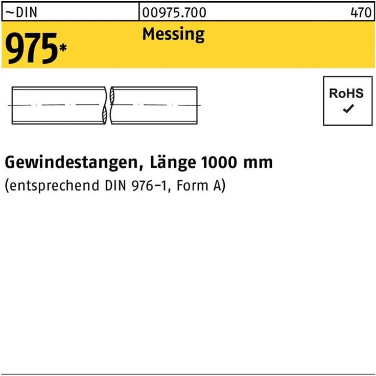 Reyher Gewindestange DIN 975 M 4 x 1000mm Messing
