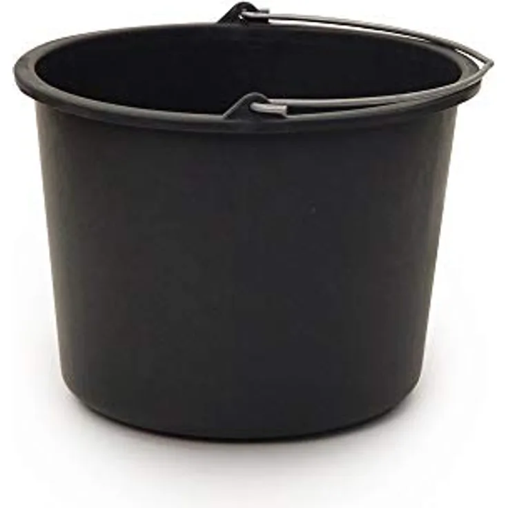 Baueimer 12 l, schwarz, Knopfgügel, L-Skala